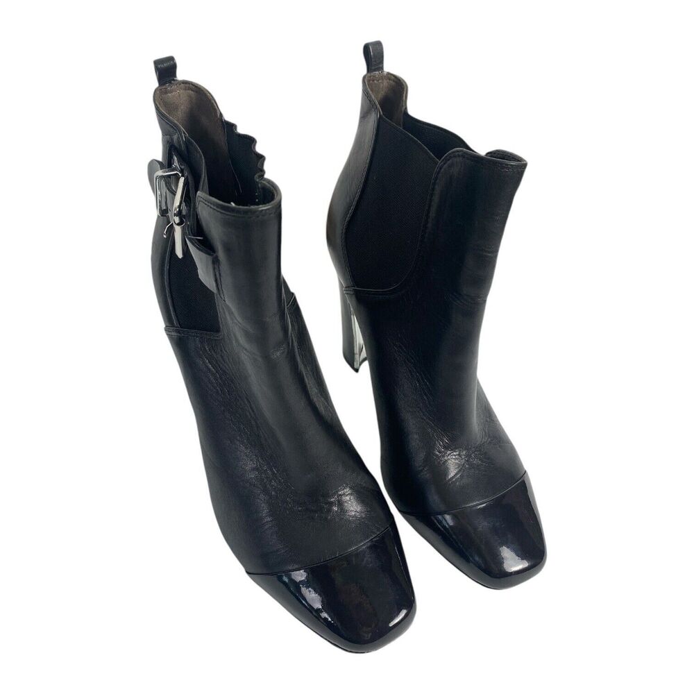 Women’s Pour La Victoire Black Leather & Patent Zip Up Boots Silver Size 8 SU